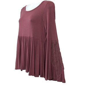 American Eagle Womens Soft & Sexy Med Lace Bell Sleeve Top AE Pink Rose